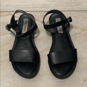 Black two strap Steve Madden sandal